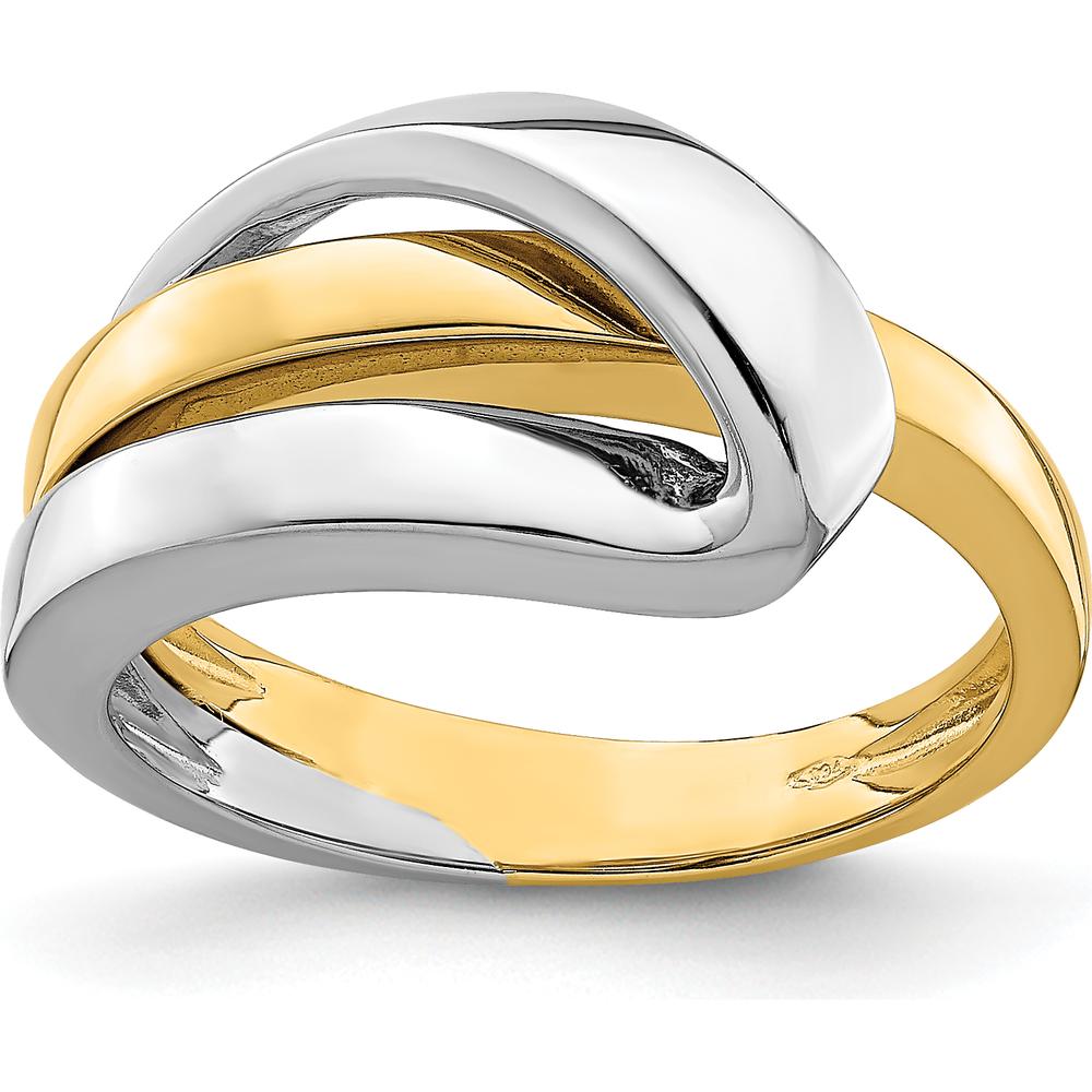 14K Two-Tone Gold Polished Folded Design Fashion Band - Domed Profile by 0