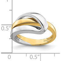 14K Two-Tone Gold Polished Folded Design Fashion Band - Domed Profile by 0