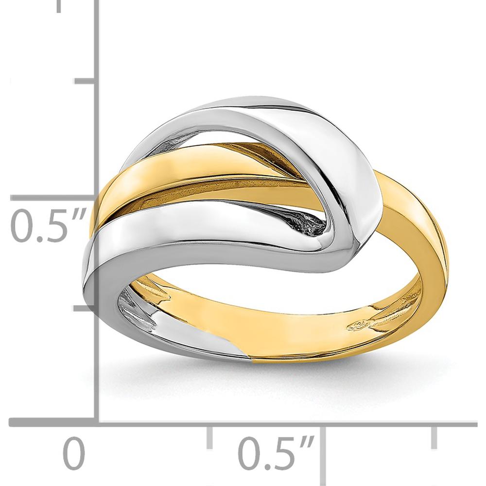 14K Two-Tone Gold Polished Folded Design Fashion Band - Domed Profile by 0