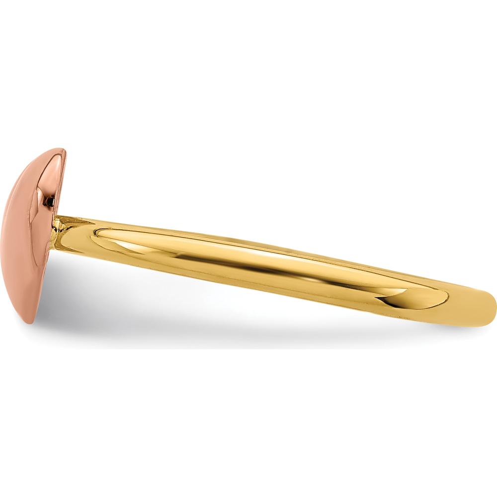 14K Two-Tone Gold Polished Heart Ring with Solid Band - Sizable by Oro Pregiato
