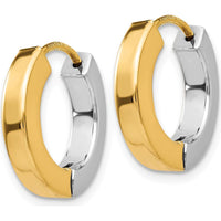 14K Two-Tone Gold Polished Hollow Hinged Hoop Earrings - 16mm Length, 3mm Thickness by 0