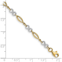 14K Two-Tone Gold Polished Infinity Symbol & Oval Link Bracelet - 7.5" Length by Oro Pregiato