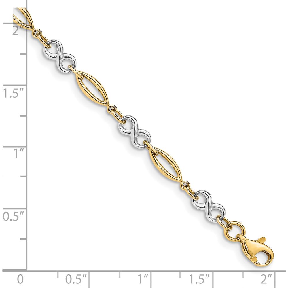 14K Two-Tone Gold Polished Infinity Symbol & Oval Link Bracelet - 7.5" Length by Oro Pregiato