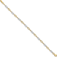 14K Two-Tone Gold Polished Infinity Symbol & Oval Link Bracelet - 7.5" Length by Oro Pregiato