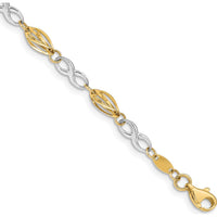 14K Two-Tone Gold Polished Infinity Symbol Fancy Link Bracelet - 7.5" Length by Oro Pregiato