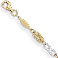 14K Two-Tone Gold Polished Infinity Symbol Fancy Link Bracelet - 7.5" Length by Oro Pregiato