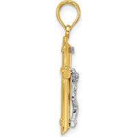 14K Two-Tone Gold Polished INRI Crucifix Pendant - 28mm Length by Oro Pregiato
