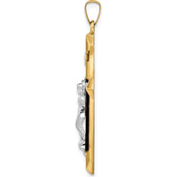 14K Two-Tone Gold Polished INRI Crucifix Pendant - 39mm Length by Oro Pregiato