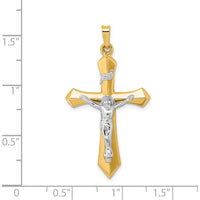 14K Two-Tone Gold Polished INRI Crucifix Pendant - 39mm Length by Oro Pregiato