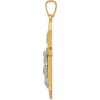 14K Two-Tone Gold Polished INRI Crucifix Pendant - Faith Symbol in Yellow and White Gold by Oro Pregiato