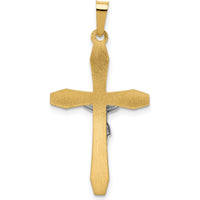 14K Two-Tone Gold Polished INRI Crucifix Pendant - Faith Symbol in Yellow and White Gold by Oro Pregiato