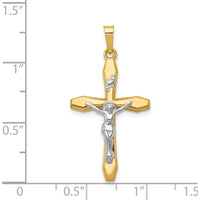 14K Two-Tone Gold Polished INRI Crucifix Pendant - Faith Symbol in Yellow and White Gold by Oro Pregiato