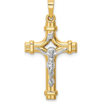 14K Two-Tone Gold Polished INRI Crucifix Pendant - Faithful Design by Oro Pregiato