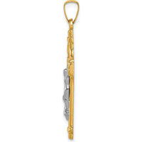 14K Two-Tone Gold Polished INRI Crucifix Pendant - Faithful Design by Oro Pregiato