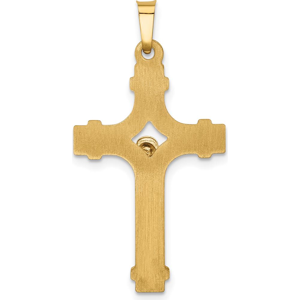 14K Two-Tone Gold Polished INRI Crucifix Pendant - Faithful Design by Oro Pregiato