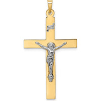 14K Two-Tone Gold Polished INRI Crucifix Pendant - Solid Gold Faith Symbol by Oro Pregiato