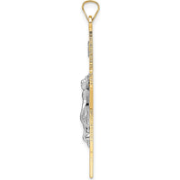 14K Two-Tone Gold Polished INRI Crucifix Pendant - Solid Gold Faith Symbol by Oro Pregiato