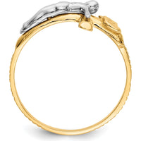 14K Two-Tone Gold Polished INRI Crucifix Ring for Women by Oro Pregiato