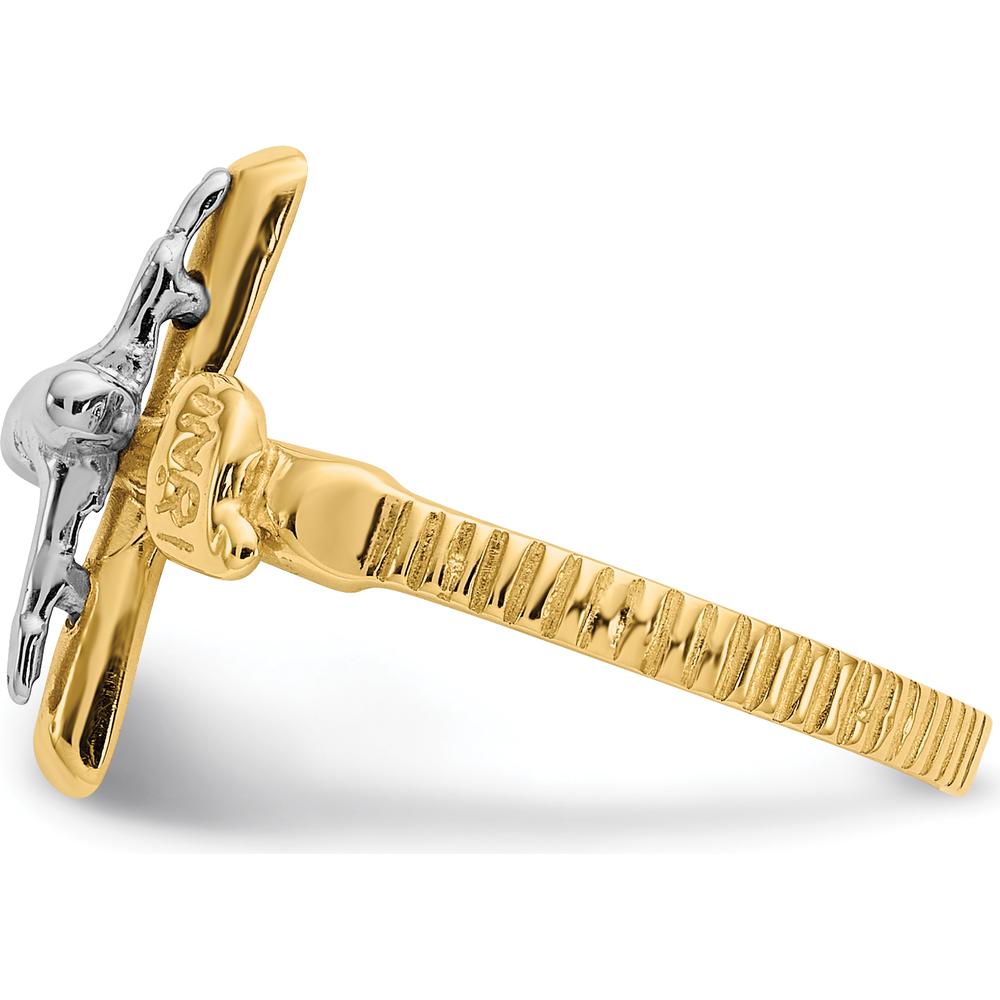 14K Two-Tone Gold Polished INRI Crucifix Ring for Women by Oro Pregiato