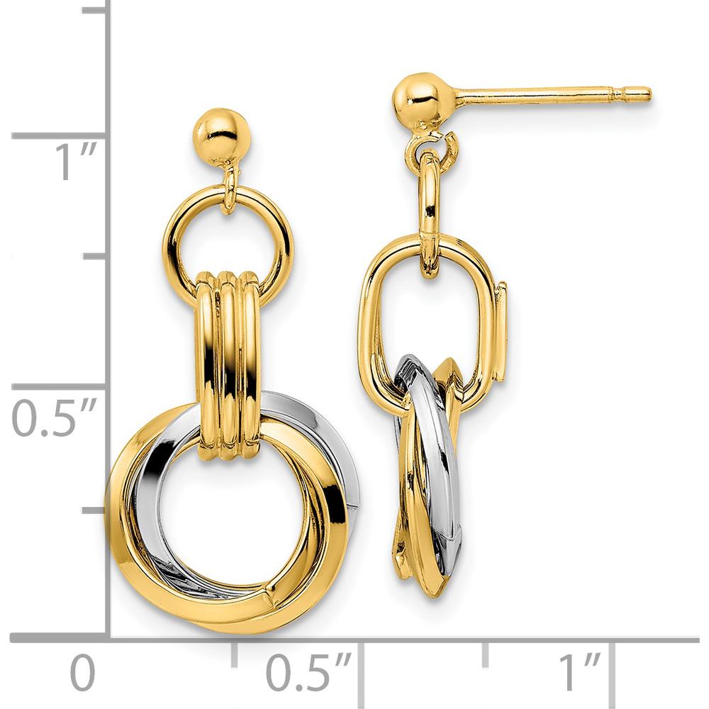 14K Two-Tone Gold Polished Intertwined Circles Drop Earrings - 25mm Length by 0