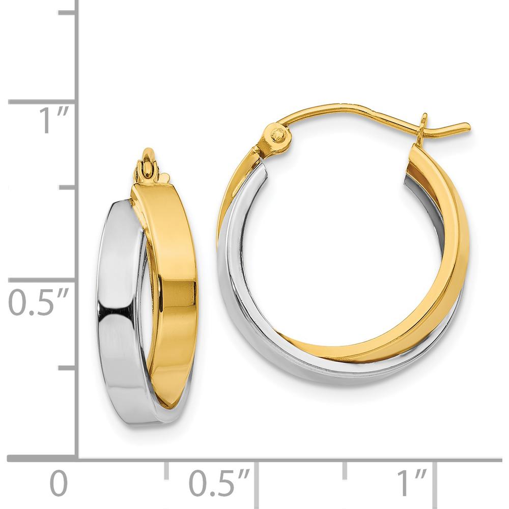 14K Two-Tone Gold Polished Large Hoop Earrings - Elegant Women's Hoops by 0
