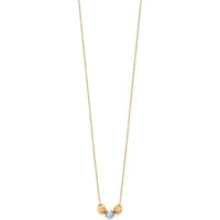 14K Two-Tone Gold Polished Laser-Cut Bead Necklace - 17" Length with Spring Ring Clasp by 0