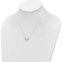 14K Two-Tone Gold Polished Laser-Cut Bead Necklace - 17" Length with Spring Ring Clasp by 0