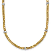14K Two-Tone Gold Polished Mesh Necklace with Beads - 18 Inches by 0