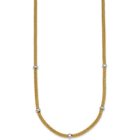 14K Two-Tone Gold Polished Mesh Necklace with Beads - 18 Inches by 0