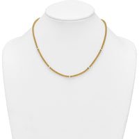 14K Two-Tone Gold Polished Mesh Necklace with Beads - 18 Inches by 0