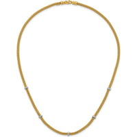 14K Two-Tone Gold Polished Mesh Necklace with Beads - 18 Inches by 0