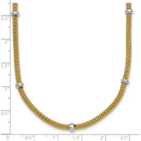 14K Two-Tone Gold Polished Mesh Necklace with Beads - 18 Inches by 0