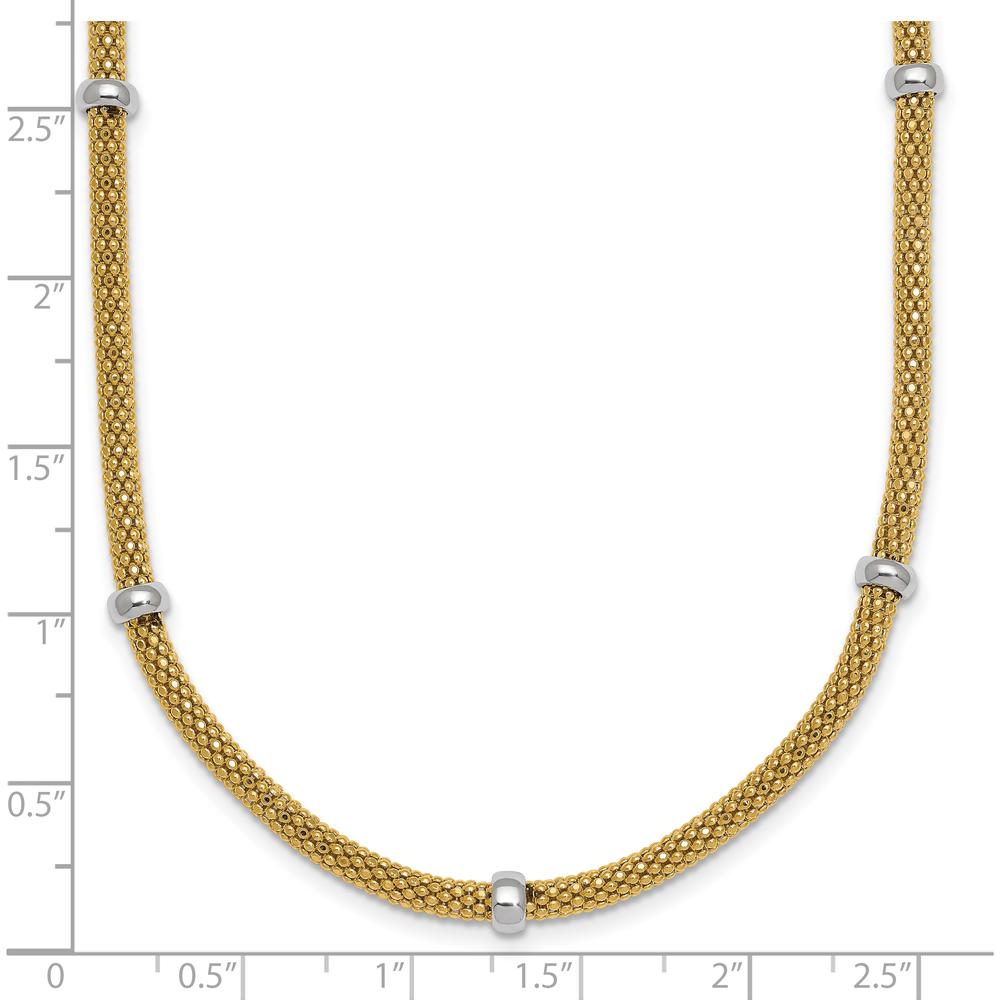 14K Two-Tone Gold Polished Mesh Necklace with Beads - 18 Inches by 0