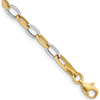 14K Two-Tone Gold Polished Oval Cable Link Bracelet - 7.25" by Oro Pregiato