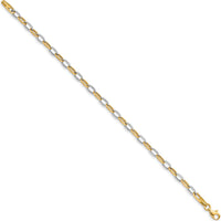 14K Two-Tone Gold Polished Oval Cable Link Bracelet - 7.25" by Oro Pregiato