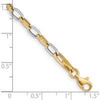 14K Two-Tone Gold Polished Oval Cable Link Bracelet - 7.25" by Oro Pregiato