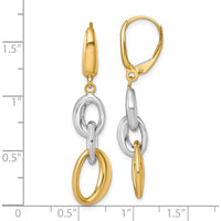 14K Two-Tone Gold Polished Oval Link Drop Leverback Earrings by 0