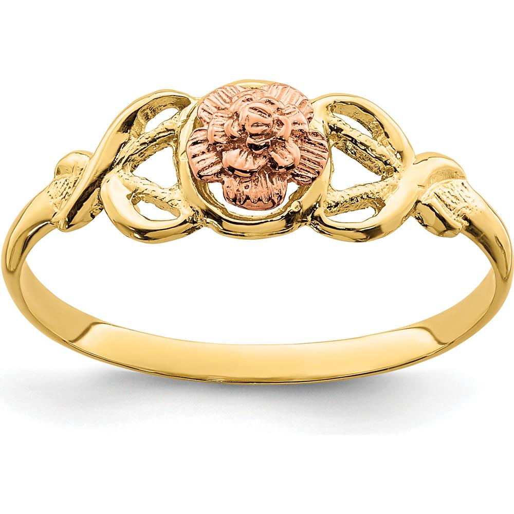 14K Two-Tone Gold Polished Ring with Contemporary Themed Design by Oro Pregiato