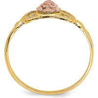 14K Two-Tone Gold Polished Ring with Contemporary Themed Design by Oro Pregiato