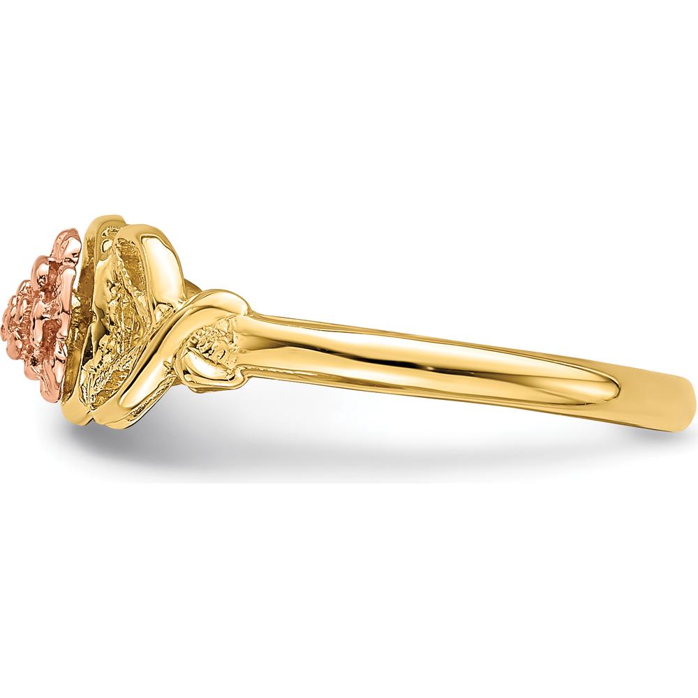 14K Two-Tone Gold Polished Ring with Contemporary Themed Design by Oro Pregiato