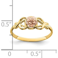 14K Two-Tone Gold Polished Ring with Contemporary Themed Design by Oro Pregiato