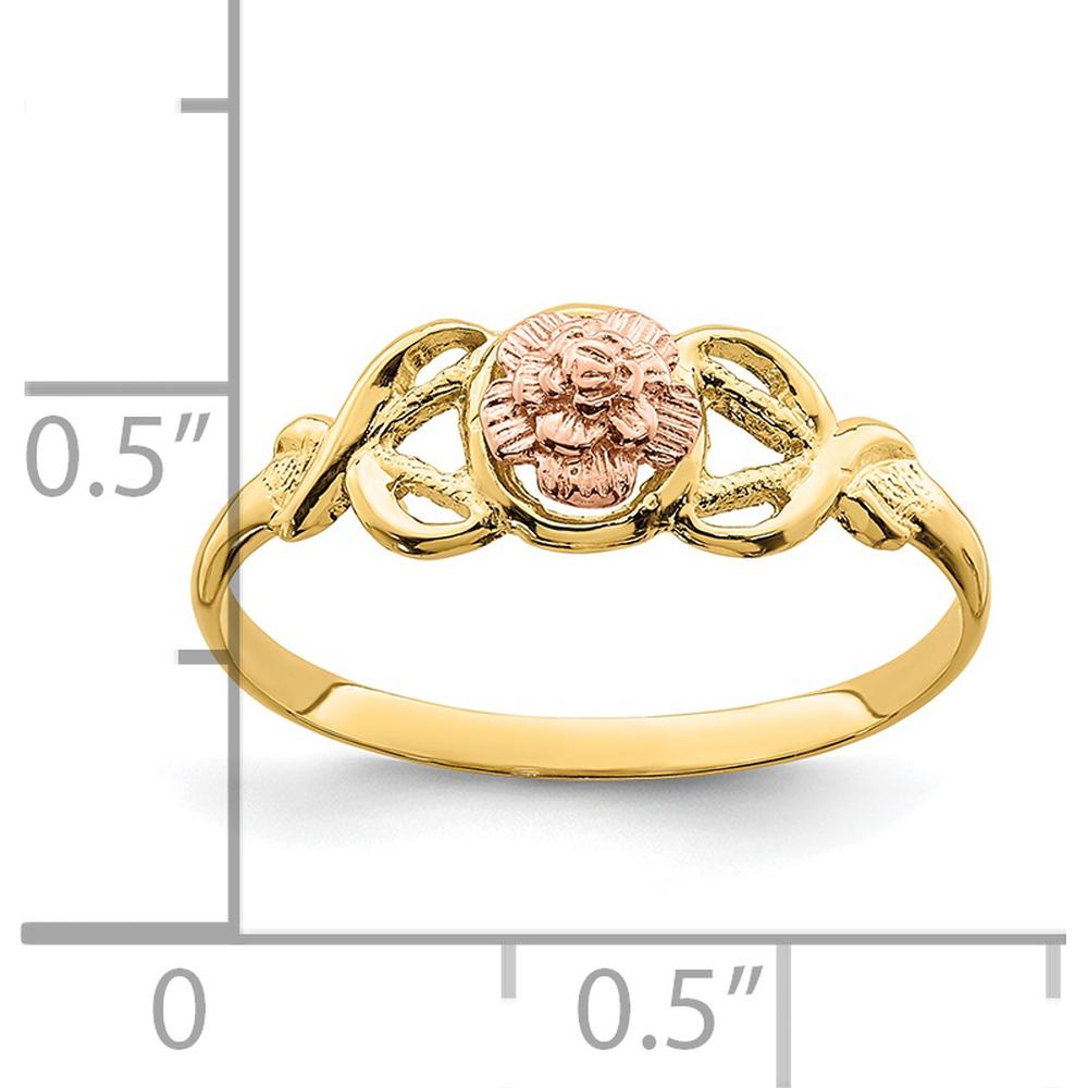 14K Two-Tone Gold Polished Ring with Contemporary Themed Design by Oro Pregiato