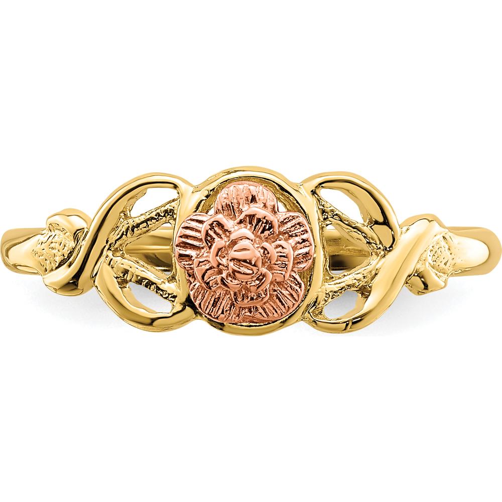 14K Two-Tone Gold Polished Ring with Contemporary Themed Design by Oro Pregiato