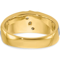 14K Two-Tone Gold Polished Satin 3-Stone Diamond Band Ring - 0.09 Carats Total Diamond Weight by IBGoodman