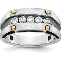 14K Two-Tone Gold Polished Satin 5-Stone Diamond Band - 1/2 Carats Total Diamond Weight by IBGoodman