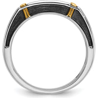 14K Two-Tone Gold Polished Satin 5-Stone Diamond Band - 1/2 Carats Total Diamond Weight by IBGoodman