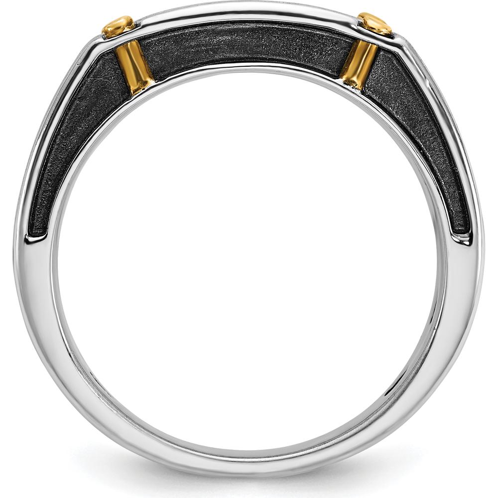 14K Two-Tone Gold Polished Satin 5-Stone Diamond Band - 1/2 Carats Total Diamond Weight by IBGoodman