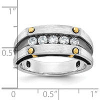 14K Two-Tone Gold Polished Satin 5-Stone Diamond Band - 1/2 Carats Total Diamond Weight by IBGoodman