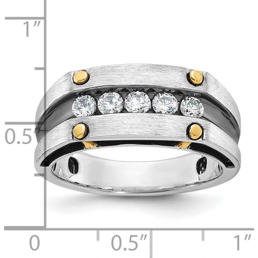 14K Two-Tone Gold Polished Satin 5-Stone Diamond Band - 1/2 Carats Total Diamond Weight by IBGoodman