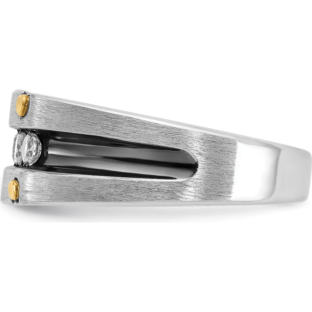 14K Two-Tone Gold Polished Satin 5-Stone Diamond Band - 1/2 Carats Total Diamond Weight by IBGoodman